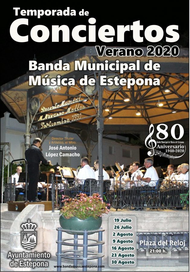 El próximo concierto de la Banda Municipal de Estepona: Música Original para Banda - 200719 Conciertos Verano 20 Cartel Plaza del Reloj El próximo concierto de la Banda Municipal de Estepona: Música Original para Banda - 200719 Conciertos Verano 20 Cartel Plaza del Reloj