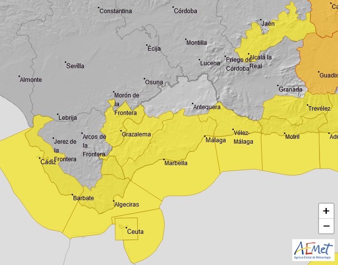 AEMET activa la alerta amarilla en la Costa del Sol por fuertes vientos de poniente - Screenshot 2020 12 03 Avisos meteorologicos Agencia Estatal de Meteorologia AEMET Gobierno de Espana Mapa de previsión de AEMET para mañana viernes, 4 de diciembre.