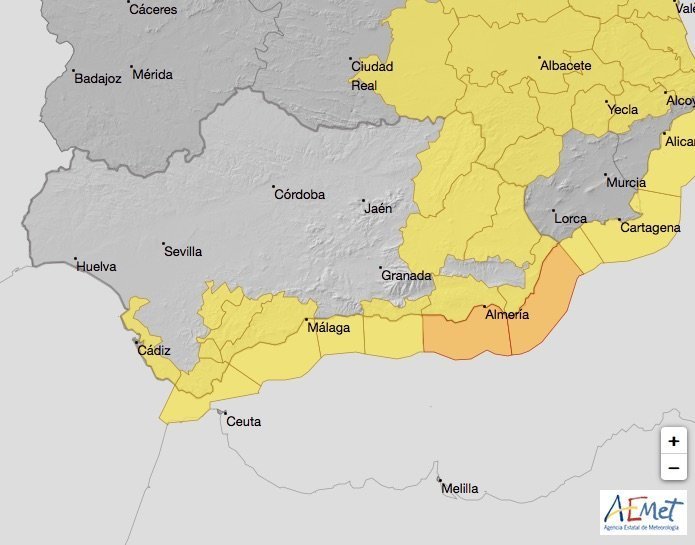 Todo el litoral, con aviso amarillo hasta el miércoles por fuertes vientos y temporal en alta mar - mapa Todo el litoral, con aviso amarillo hasta el miércoles por fuertes vientos y temporal en alta mar - mapa