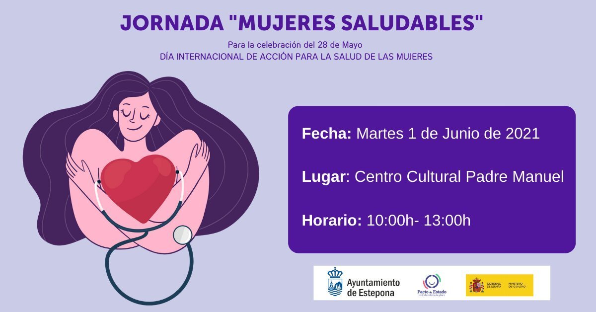 Estepona celebrará el Día de la Salud para las Mujeres con una jornada de actividades - cartel jornada 1 Jornada de actividades 'Mujeres Saludables', en Estepona.