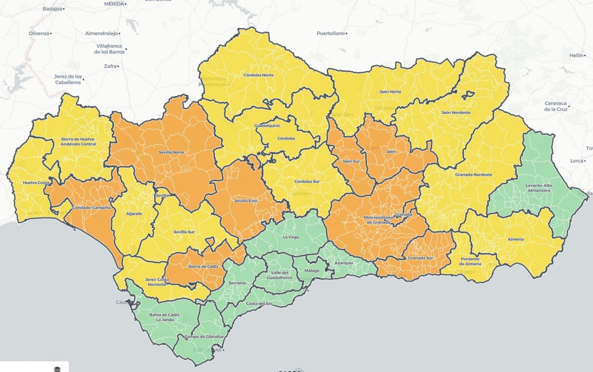 La totalidad de la provincia de Malaga seguirá en el nivel 1 de alerta sanitaria por covid, el más bajo de la escala - mapa covid La totalidad de la provincia de Malaga seguirá en el nivel 1 de alerta sanitaria por covid, el más bajo de la escala - mapa covid