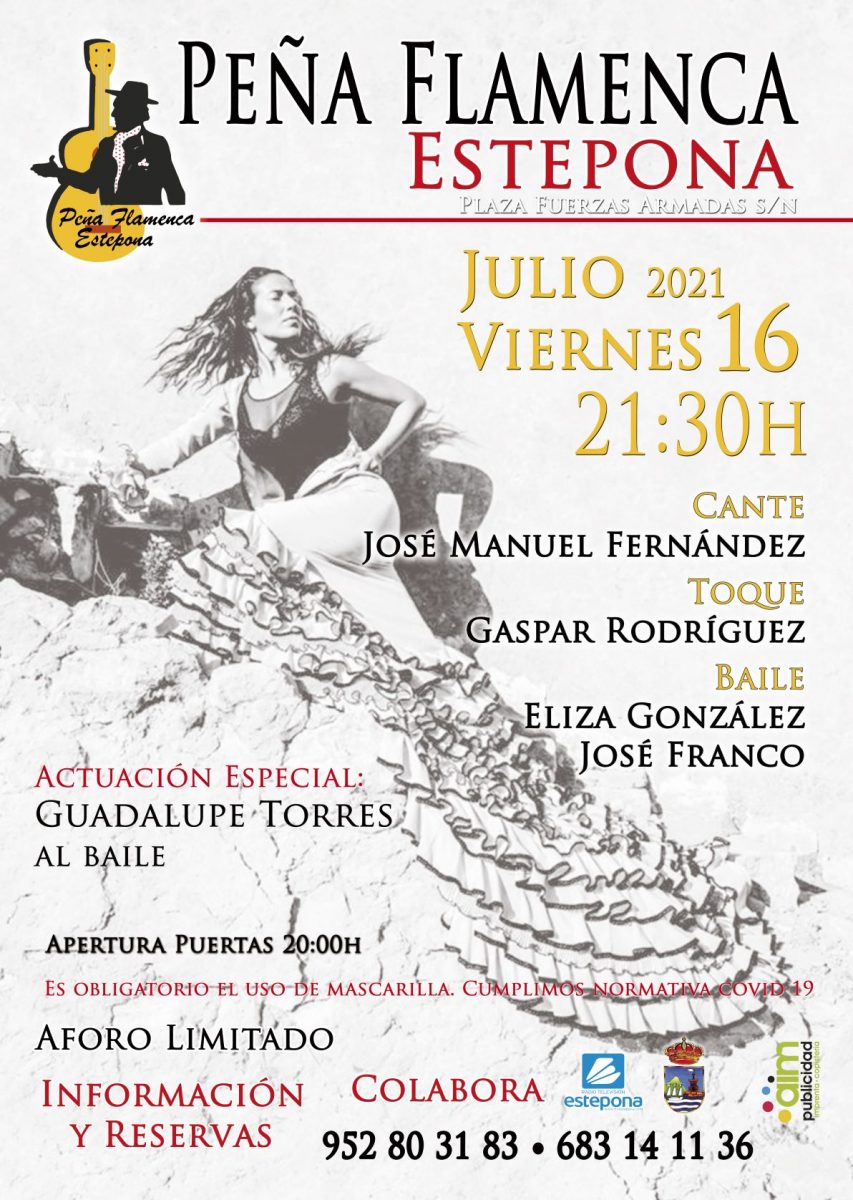La Peña Flamenca programa una nueva velada con la actuación estelar de Guadalupe Torres - 16 julio La Peña Flamenca programa una nueva velada con la actuación estelar de Guadalupe Torres - 16 julio
