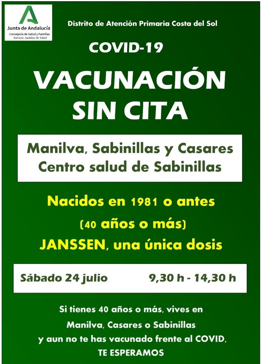 Jornada de vacunación sin cita en Manilva y Casares - Vacunacion sin cita Manilva Y Casares Vacunación sin cita Manilva Y Casares