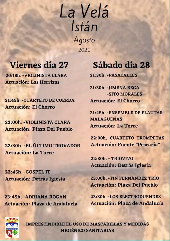 Istán vibrará con los conciertos en directo de "La Velá" - CARTEL VELA 2021 2 Istán vibrará con los conciertos en directo de "La Velá" - CARTEL VELA 2021 2