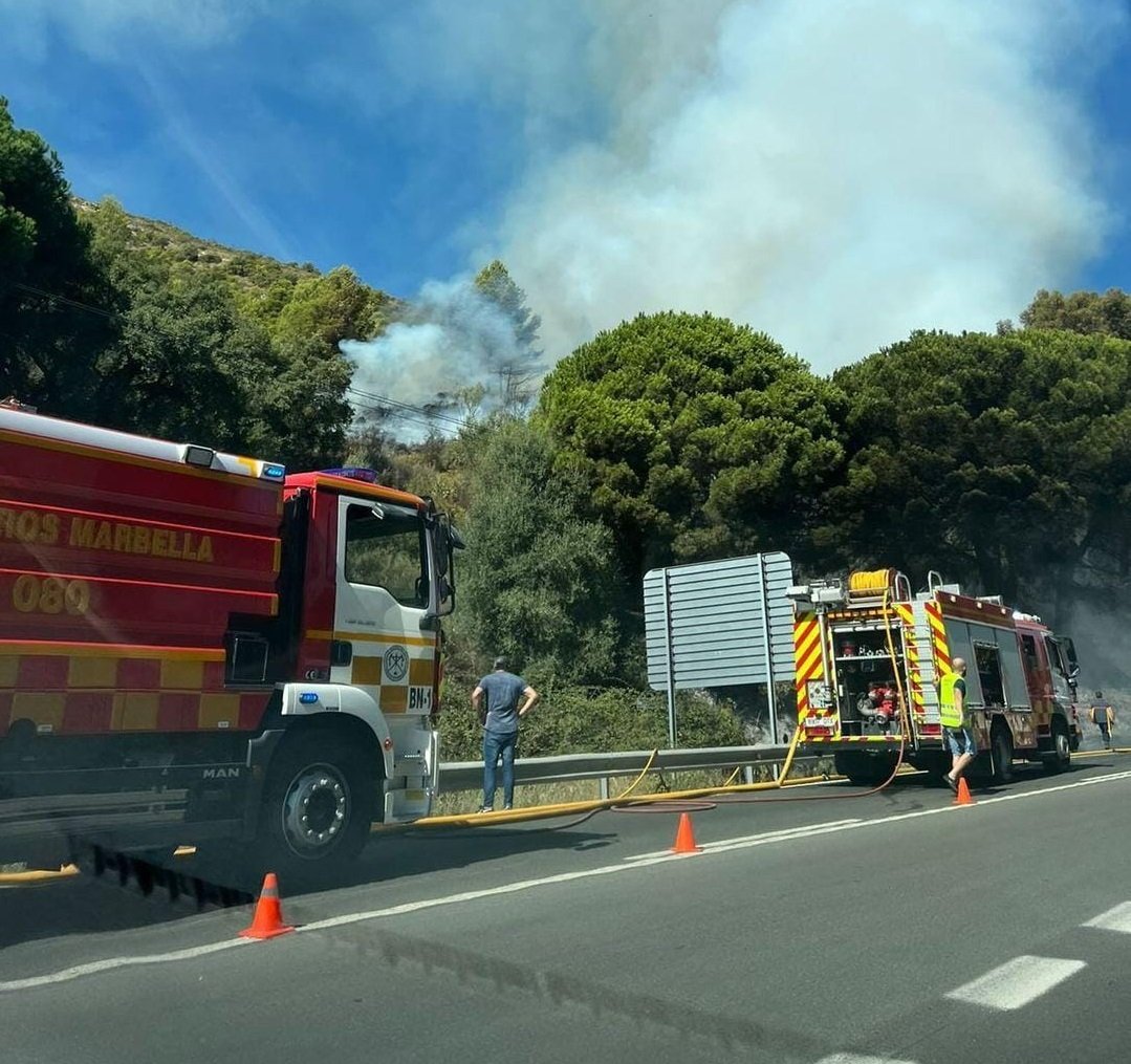 Declarado un incendio junto a la carretera de Ojén - inicio incendio Declarado un incendio junto a la carretera de Ojén - inicio incendio