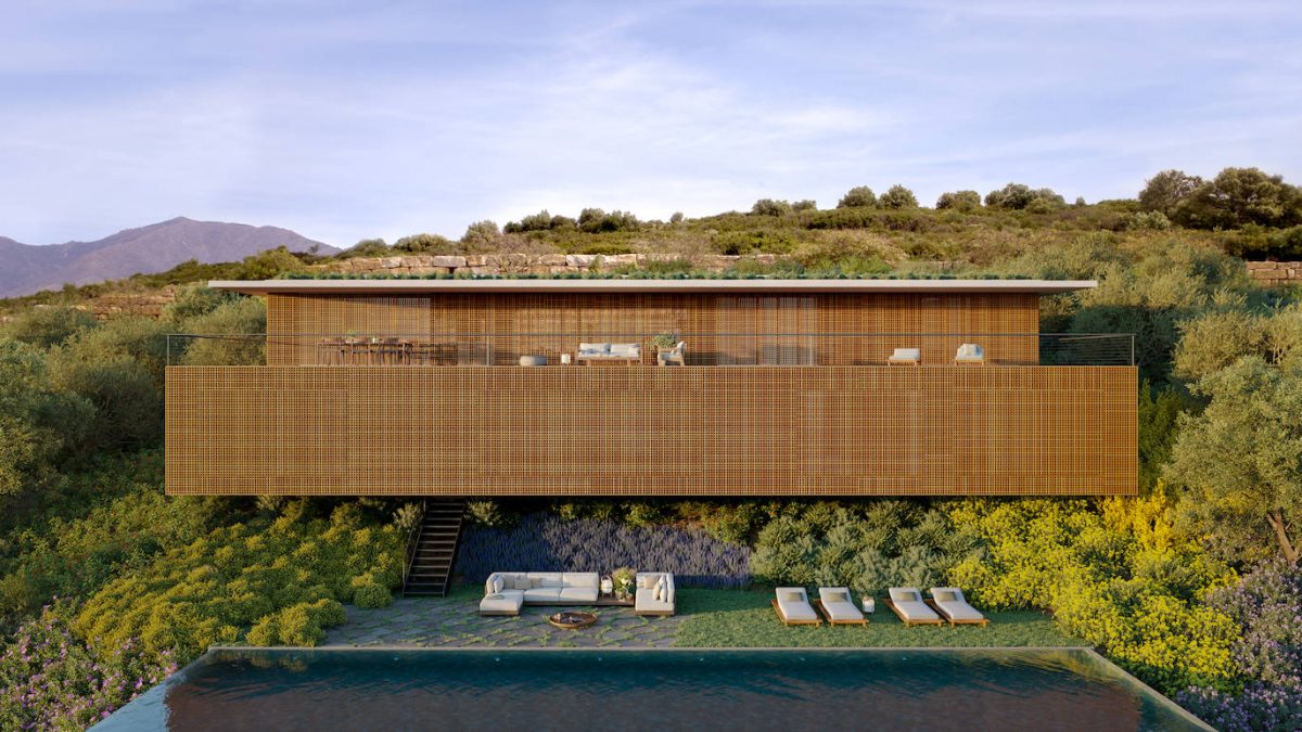 Así son las nuevas casas de lujo de más de 3 millones de euros en Casares - Cortesin SHOT 400 EXT Frontal Sunset post Casas de lujo en Finca Cortesín, Casares.