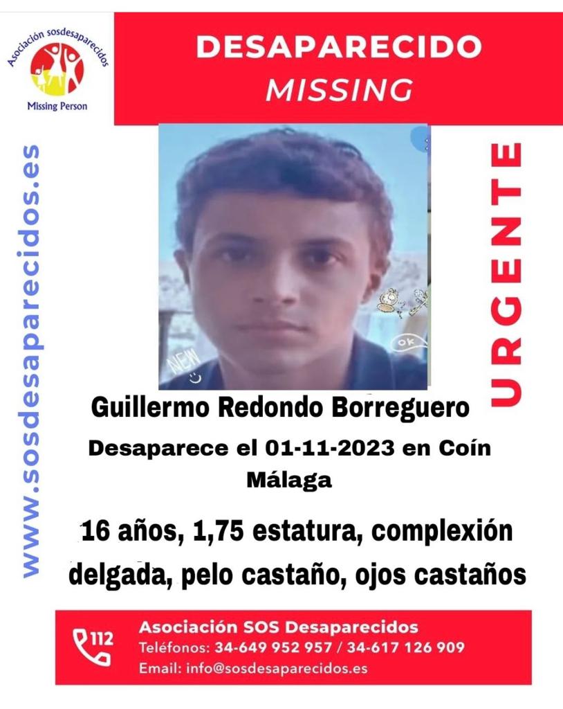 Desaparece en Coín Guillermo Redondo Borreguero, un menor de 16 años - WhatsApp Image 2023 11 02 at 16.36.35 Desaparece en Coín Guillermo Redondo Borreguero, un menor de 16 años - WhatsApp Image 2023 11 02 at 16.36.35
