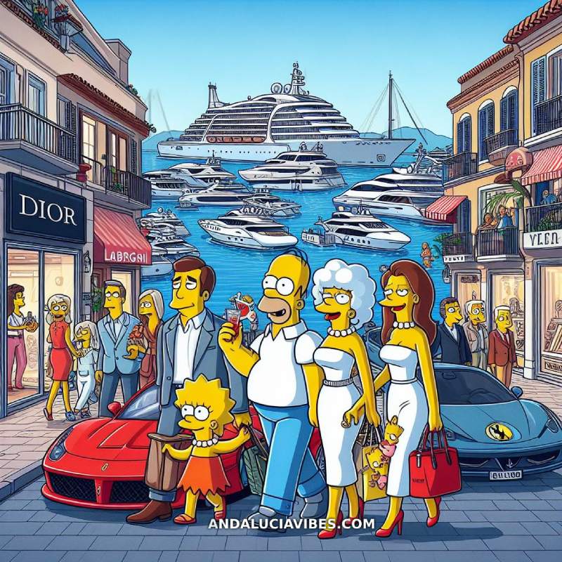 ¿Cómo sería un capítulo de Los Simpsons en la Costa del Sol? - simpsons paseo puerto banus marbella malaga andaluciavibes com 1 ¿Cómo sería un capítulo de Los Simpsons en la Costa del Sol? - simpsons paseo puerto banus marbella malaga andaluciavibes com 1