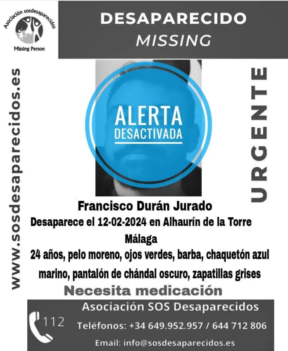 Localizan al joven de 24 años desaparecido en Alhaurín de la Torre - WhatsApp Image 2024 02 14 at 17.48.27 Localizan al joven de 24 años desaparecido en Alhaurín de la Torre - WhatsApp Image 2024 02 14 at 17.48.27