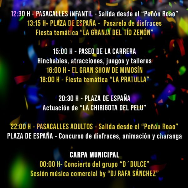 Casares celebra el Carnaval con fiestas en los tres núcleos del municipio - programacion Feed Instagram 600x600 1 Casares celebra el Carnaval con fiestas en los tres núcleos del municipio - programacion Feed Instagram 600x600 1