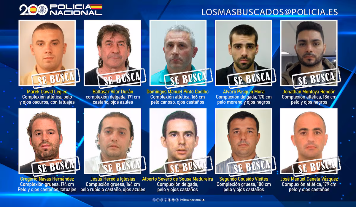 Estos diez peligrosos fugitivos podrían estar escondidos en España - H2WRCSQIY5FIFNBCNBHL4FCTWY Imagen difundida por la Policía Nacional de los 10 delincuentes más buscados.