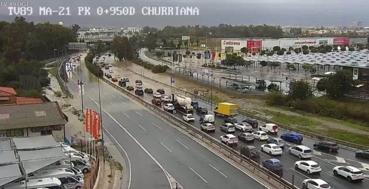 Marbella, Fuengirola, Mijas y Torremolinos: los municipios más afectados por las lluvias - fuertes lluvias costa del sol Balsas de agua en la MA-21, altura cruce de Churriana. / Ayto Málaga