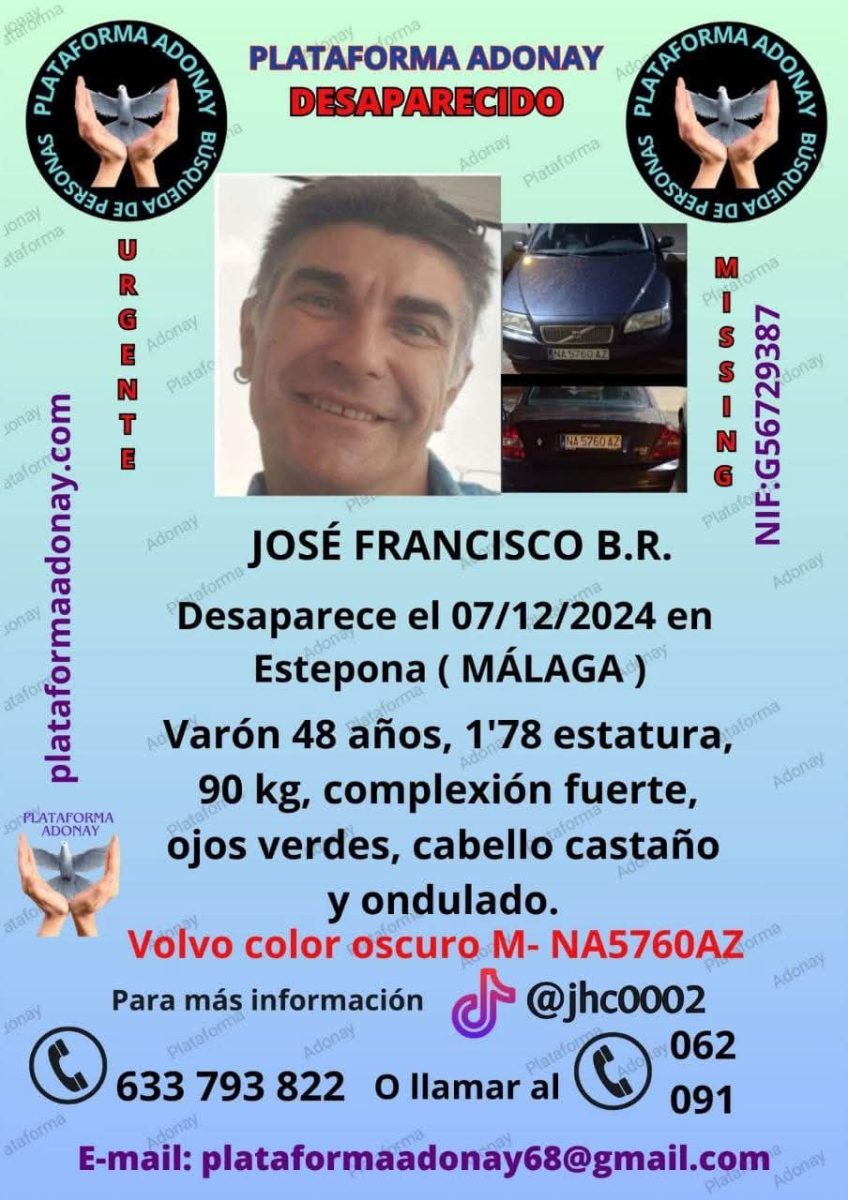 Buscan a José Francisco, desaparecido en Estepona el pasado día 7 de diciembre - dESAPARECIDO eSTEPNOA Buscan a José Francisco, desaparecido en Estepona el pasado día 7 de diciembre - dESAPARECIDO eSTEPNOA