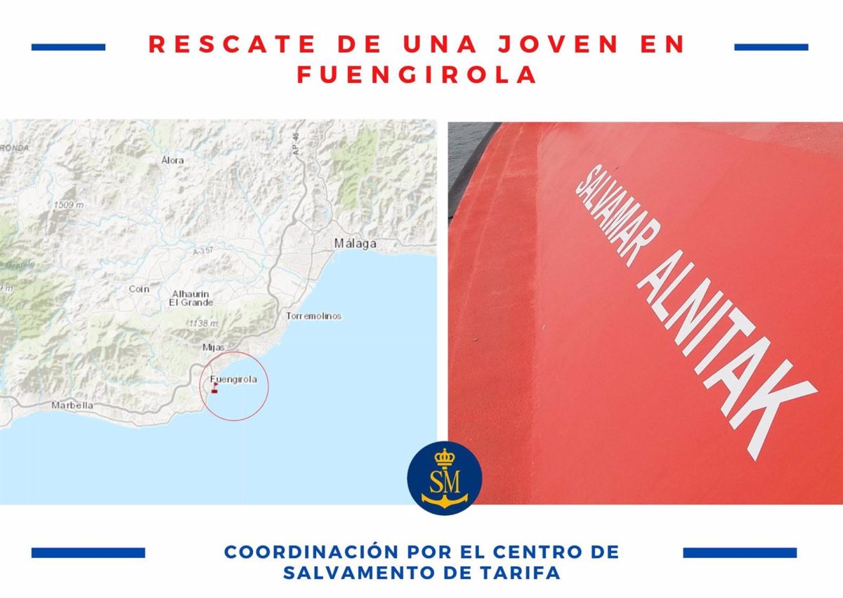 Rescatada una joven que se había introducido en el mar cerca del puerto deportivo de Fuengirola - Salvamento Maritimo Rescatada una joven que se había introducido en el mar cerca del puerto deportivo de Fuengirola - Salvamento Maritimo