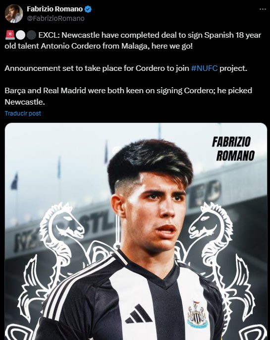 El Newcastle se adelanta a Barça y Real Madrid y firma a Antoñito Cordero - image 14 El Newcastle se adelanta a Barça y Real Madrid y firma a Antoñito Cordero - image 14