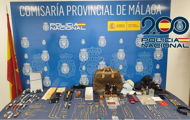 Detenidos en Málaga tres miembros de una célula criminal por 15 robos en viviendas - 20250527 foto efectos recuperados Operación ‘Haya-Mónaco’
