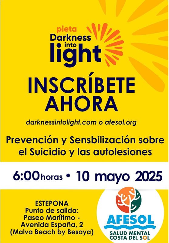 De la oscuridad a la luz: Estepona camina este sábado 10 de mayo para concienciar sobre el suicidio - 9027c91fbda936addd0c3a0bdc1c9ea0 De la oscuridad a la luz: Estepona camina este sábado 10 de mayo para concienciar sobre el suicidio - 9027c91fbda936addd0c3a0bdc1c9ea0