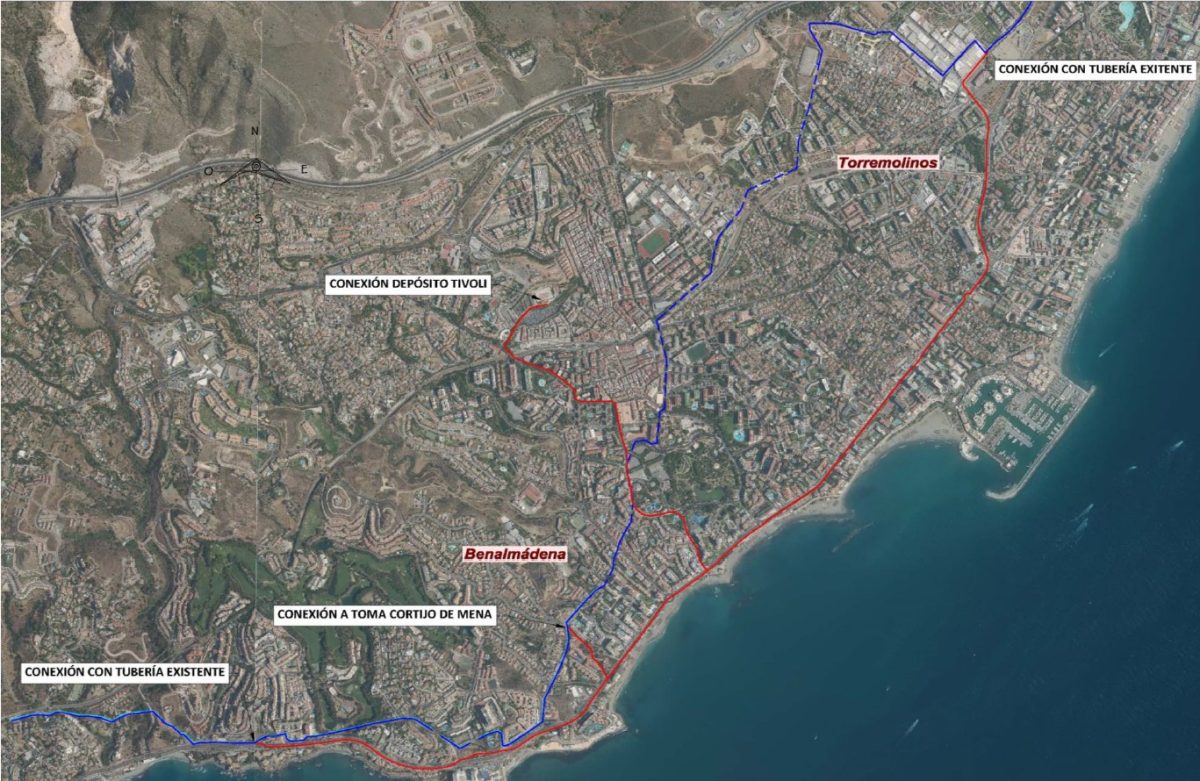 Acosol inicia la renovación de la 'autovía del agua' en la Costa del Sol: 13 millones para blindar el suministro - Trazado Obra Benalmadena acosol autovia del agua Trazado Obra Benalmádena acosol autovia del agua