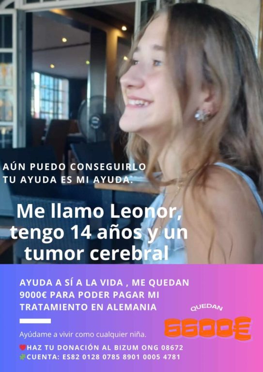 “Sí a la vida”: Leonor, una joven de Benalmádena con un tumor cerebral, necesita 9.000 euros para curarse - leonor benalmadena tumor cerebral “Sí a la vida”: Leonor, una joven de Benalmádena con un tumor cerebral, necesita 9.000 euros para curarse - leonor benalmadena tumor cerebral