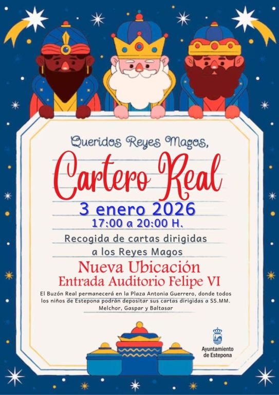 Cabalgata de Reyes Estepona 2026: fecha, horarios, cartero real, recorrido y todo lo que necesitas saber - CARTEL CARTERO REAL estepona 2025 Cabalgata de Reyes Estepona 2026: fecha, horarios, cartero real, recorrido y todo lo que necesitas saber - CARTEL CARTERO REAL estepona 2025
