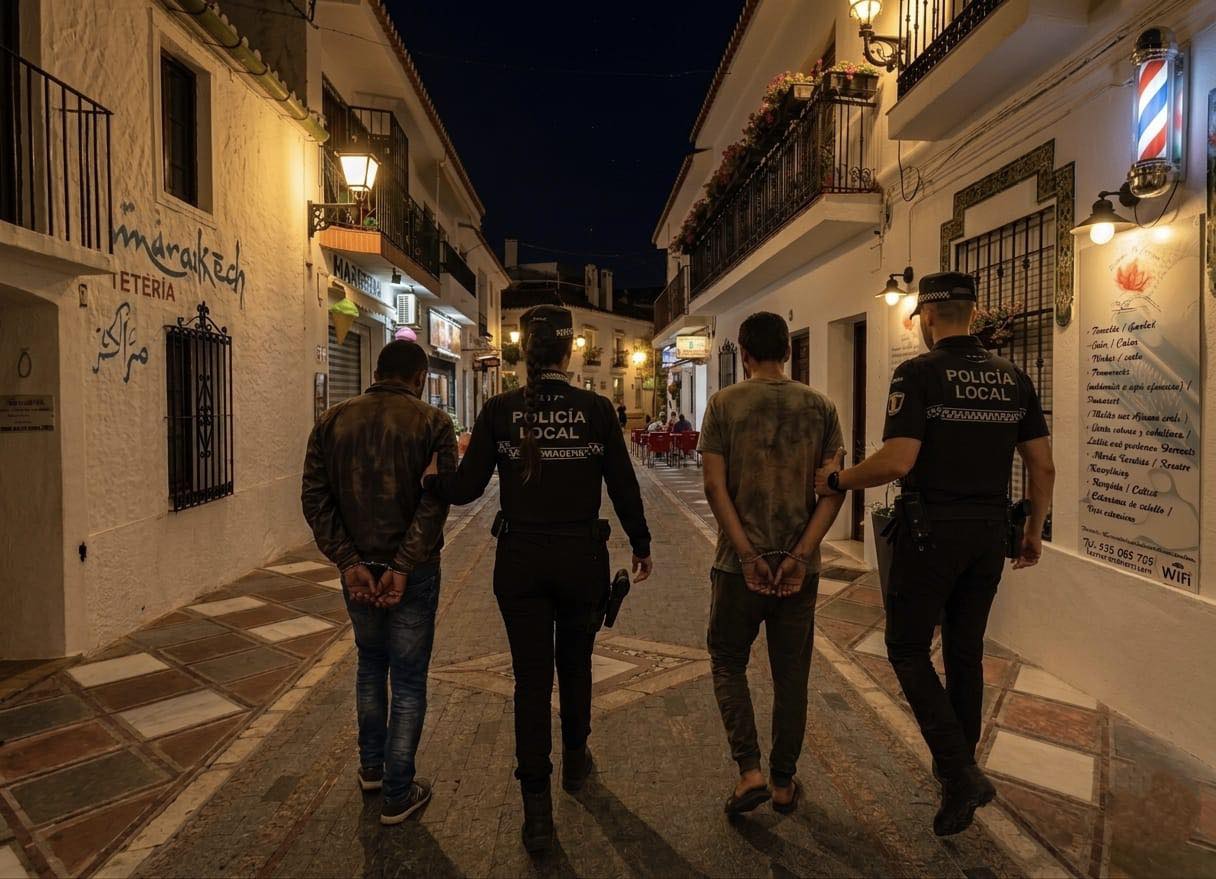 La Policía Local de Benalmádena responde tras la confusión por una imagen generada con IA - Benalmadena detenidos Policia Local Éxito del dispositivo policial en Benalmádena Pueblo con dos detenidos por robos