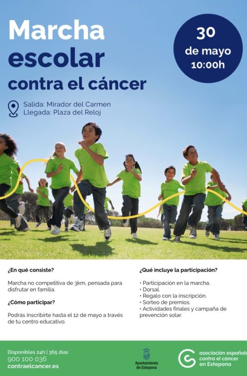 Una marcha escolar recorrerá Estepona para recaudar fondos contra el cáncer - Cartel Marcha Escolar estepona Una marcha escolar recorrerá Estepona para recaudar fondos contra el cáncer - Cartel Marcha Escolar estepona