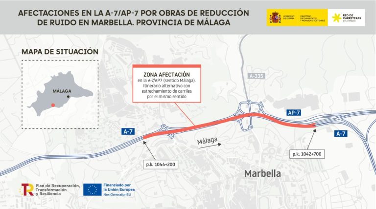 Obras en la AP-7 de Marbella: fechas, tramos afectados y horarios de posibles cortes - Mapa Afectaciones Ruido Marbella