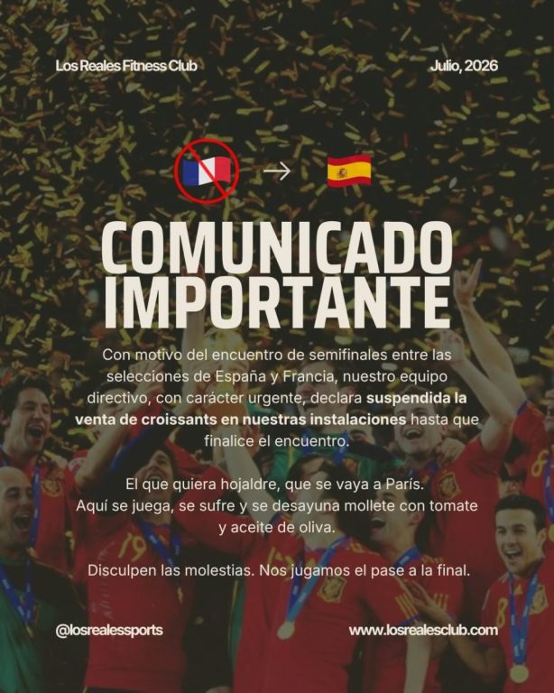 “El que quiera hojaldre, que se vaya a París”: Los Reales Sport Club prohíbe los croissants antes del España-Francia - Reales Sport Club prohibe los croissants estepona