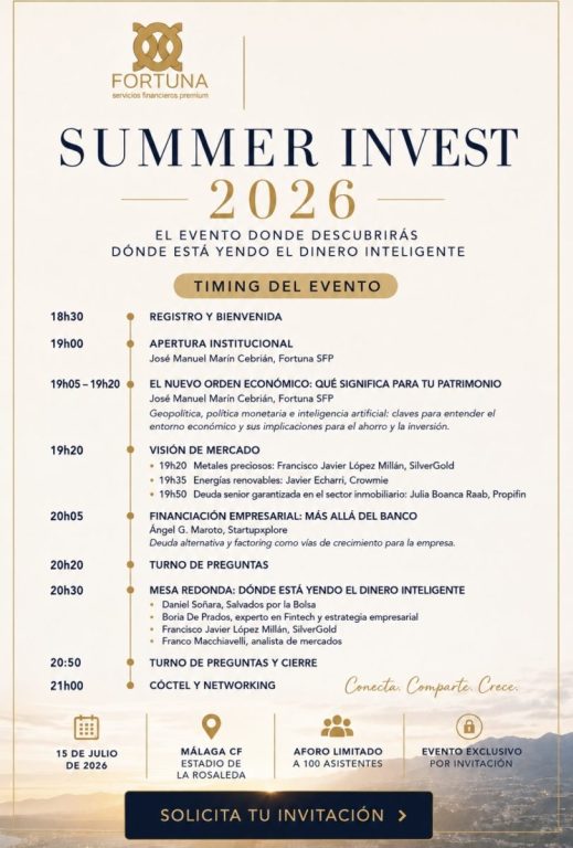 ¿Hacia dónde va el dinero inteligente?: Summer Invest 2026 reúne en Málaga a expertos financieros y patrimonios privados - Summer Invest 2026 ¿Hacia dónde va el dinero inteligente?: Summer Invest 2026 reúne en Málaga a expertos financieros y patrimonios privados - Summer Invest 2026