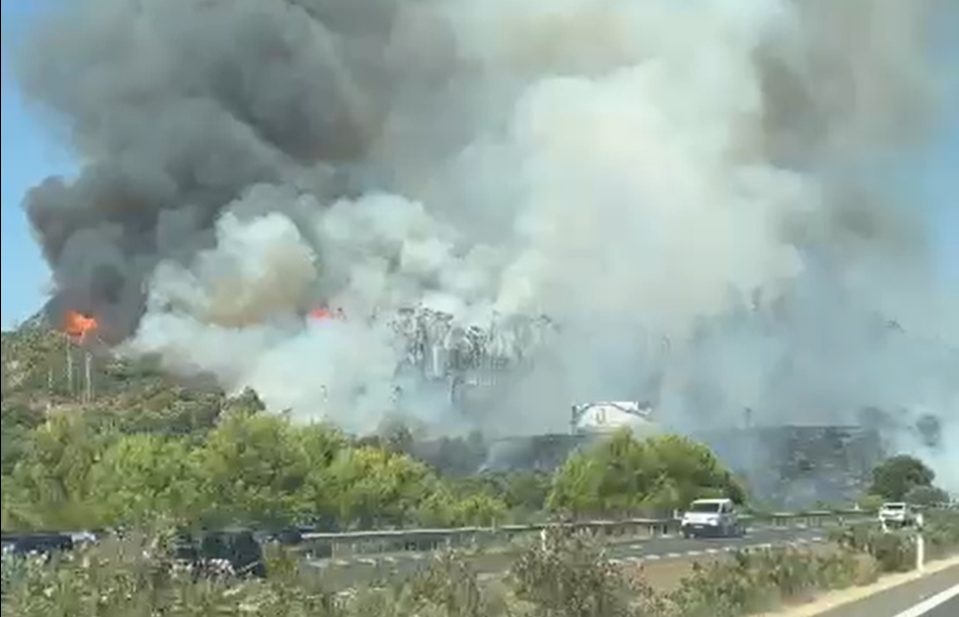 Cortada la autopista Marbella-Estepona por un incendio de vegetación en la AP-7 a la altura de Benahavís - incendio estepona a7 incendio estepona a7